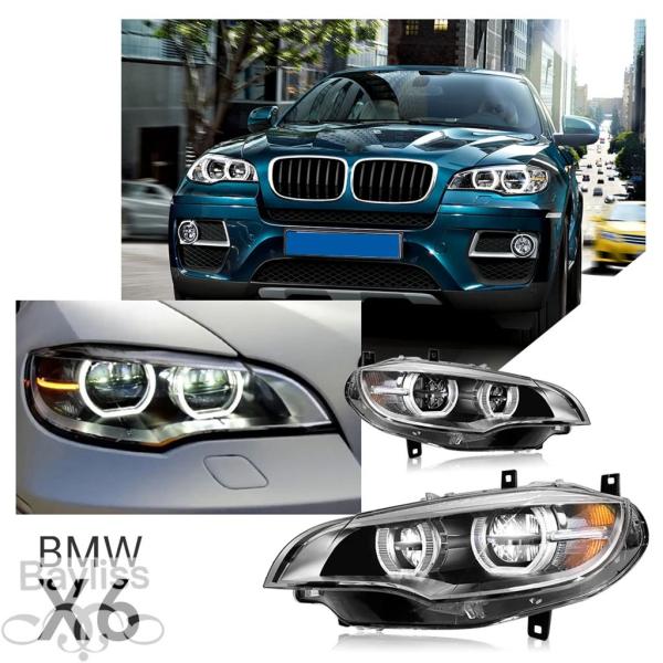 並行輸入品 BMW X6 E71用 LEDヘッドライト（2007-2013年モデル対応フル LEDヘッドランプDRLプロジェクターレンズカーアクセサリー 2個セ