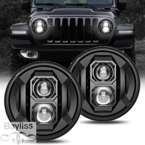 並行輸入品 車バイク用 7インチ丸型 LEDヘッドライト（ジープJKラングラーディフェンダーハマーラーダトラック4X4ハーレーBMWヤマハのヘッドランプ