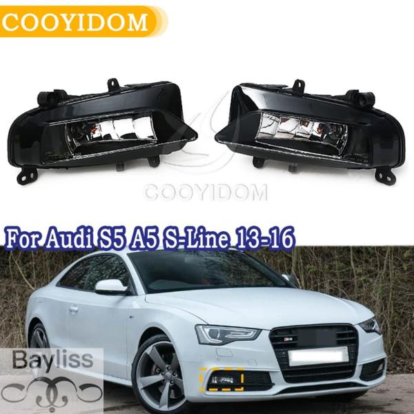 並行輸入品 アウディ S5 A5 S-Line  2013 - 16 用カーフォグランプ フロントフォグランプアセンブリ ハロゲンクリアホワイトバルブ 8T09