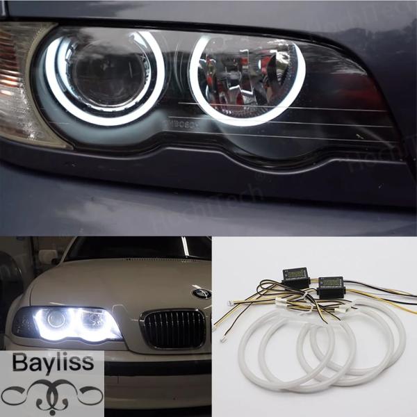 並行輸入品 ホワイト LEDヘッドライトエンジェルデーモンアイキット（BMW 3シリーズ E46セダンツーリングワゴンクーペコンパクト 1998-2005用