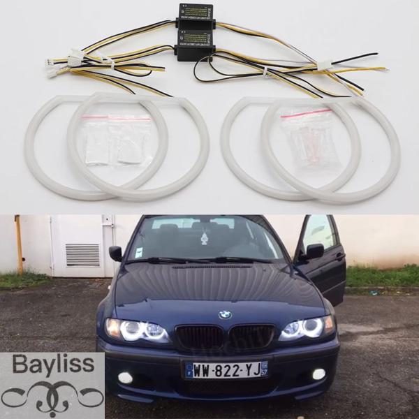 並行輸入品 ホワイト LEDヘッドライト エンジェル デーモンアイキット BMW 3シリーズ E46 セダン ツーリング ワゴン クーペ コンパクト 1998-