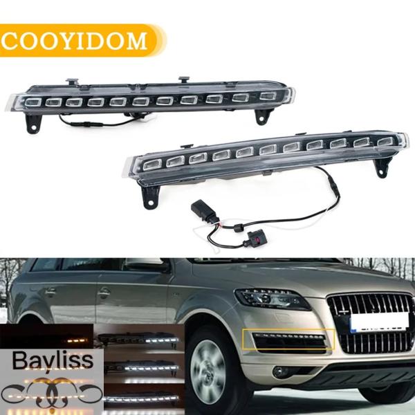 並行輸入品 アウディ Q7  2006 - 09 用フロントバンパー DRL デイタイム  12V  LED ヘッドライト  ウィンカー ランプ カーアクセサリ