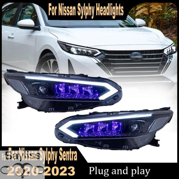並行輸入品 日産シルフィ用 LED RGBヘッドライト  2020 - 23 ヘッドランプ カー スタイリング シグナル プロジェクター  2個セット
