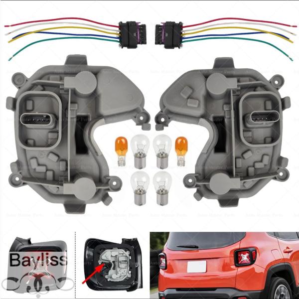 並行輸入品 ジープ レネゲード  2015 - 18  2019 - 21 2022 2023 用リアテールライトホルダーベース ソケット＆プラグバルブ カーア