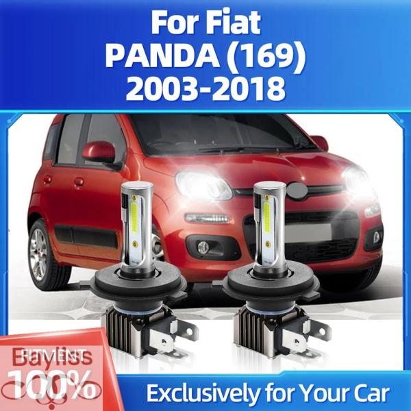並行輸入品 フィアット パンダ 169)  2003 - 06  2007 - 10 2011 2012-2018 用 2個 ターボ H4  LED ヘッドライ