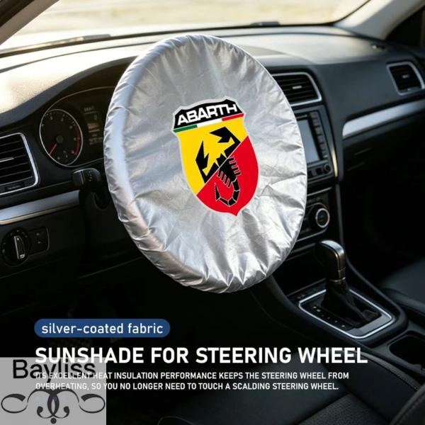 並行輸入品 アバルト用シルバーコーティング カーステアリングホイールサンシェード断熱カバー FR FIAT 500 595 695 124 Bravo Line