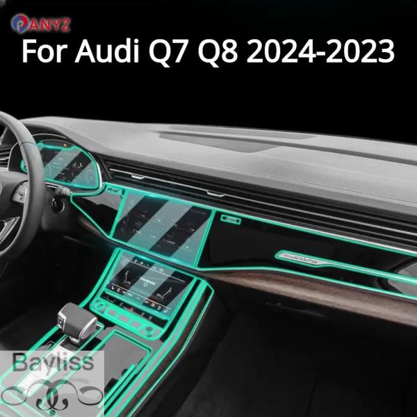 並行輸入品 アウディ Q7 Q8 2024 2023用 車内アクセサリー  クリア PPF ギアパネル センターコンソール 傷防止ステッカー