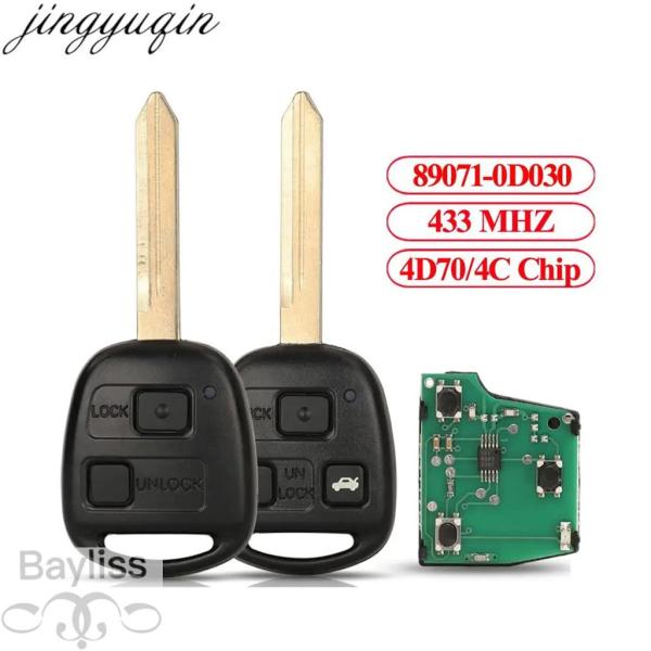 並行輸入品 Jingyuqin 2/3ボタンリモートカーアラームキーフォブ 433MHZ 4D70/4Cチップ トヨタ アベンシス 2003-2007 ヤリス 