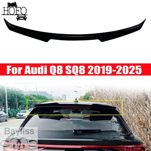 並行輸入品 アウディ Q8 SQ8 2019-2025 用リアトランク蓋スポイラーウィング ブラックカーボン カーチューニングアクセサリー