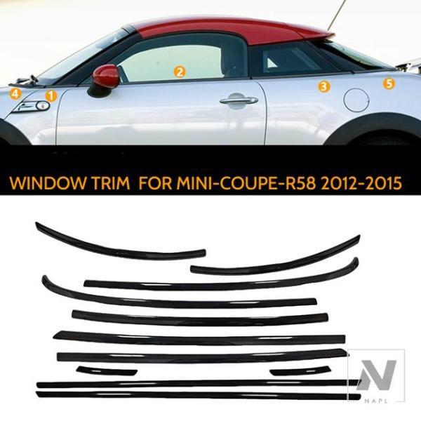 並行輸入品 外装ウィンドウトリムストリップ ウェザーストリップ ミニクーパー R58 クーペ 12-15 クローム サイドモールディングシール 装飾プロテクター