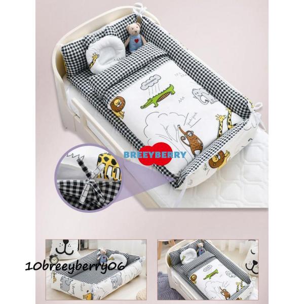 商品名:ベッドインベッド ベビーベッド 折りたたみ 4点セット 添い寝 枕付き 布団付き 新生児 綿 コットン 洗える 寝返り防止 転落防止 出産祝い 持ち運び                            商品説明: ベッドインベ...