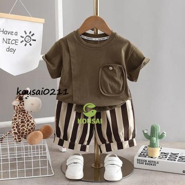 ■ 品名：キッズ上下セット(半袖)■ 素材：綿混紡■ タイプ：全2タイプ■ サイズ：80-120treflestoreの検索ワード：キッズ上下セット　女の子　男の子　2点セット　3点セット　パーカー　パンツ　セットアップ　　カジュアル　スポ...