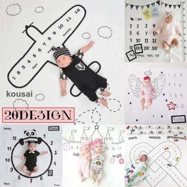 赤ちゃんの成長記録写真を撮るのにおすすめ◎キュートなデザインなので、これ一枚で映えちゃう！かわいい寝相アートフォトブランケットです。さらさらとして肌触りが良いポリエステル繊維素材♪月齢の数字へマークリングなどを置いて、撮影してください。※書...