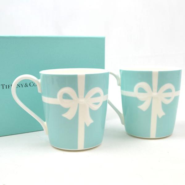 ティファニー　ブルーリボン　マグカップ　ペア TIFFANY&Co.（ティファニー） 美品 ブルー ボウ リボン ボックス