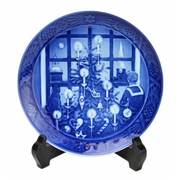 Royal Copenhagen ロイヤルコペンハーゲン イヤープレート 2011年 (平成23年)「Waiting for Santa Claus」 磁器 ポーセリン ブルー 青 インテリア クリスマス
