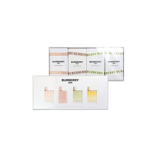 商品説明：バーバリーの大人気ハーシリーズの香り4種類を集めたミニチュア限定セット。 バーバリーハーの香水を試してみたい方、お気に入りの香水をお探しの方におすすめです。  【セット内容】 ・バーバリー ハー オードパルファム EDP 5ml ...