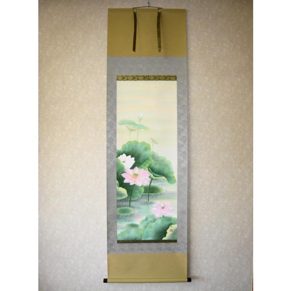 掛け軸 掛軸 聖蓮花（蓮の花）◇石田恒太（特殊工芸作品・新品