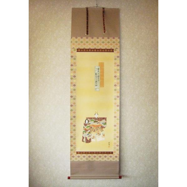 真作/晃峰/御雛図/雛祭り/桃の節句/布袋屋掛軸HJ-135 真作/晃峰/御雛図/雛祭り/桃の節句/布袋屋掛軸HJ-135