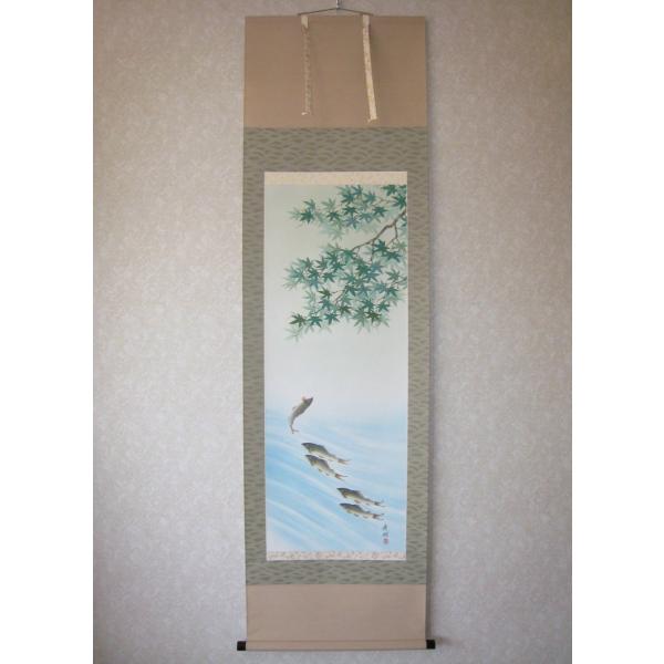 【特価掛け軸】彩色山水(夏の海の風景)◆田中祥堂 (真筆・新品)共箱・タトウ箱付 特価軸】掛け軸 彩色山水(夏の海の風景)◇田中祥堂 (真筆・新品