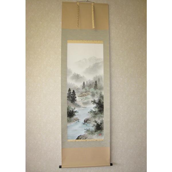 山水三幅対の掛け軸。箱入り。 山水三幅対の掛け軸。箱入り。 彩色山水 - 掛け軸（掛軸）販売