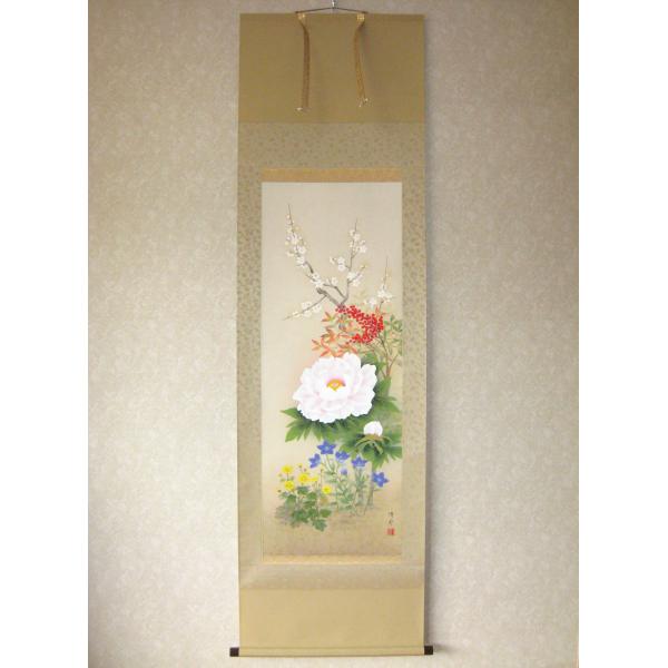 掛け軸 掛軸 四季花 鈴木優莉 (真作・新品) 太巻 : 掛け軸の専門店 香