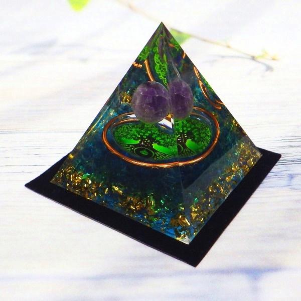 パワーストーン溢れる亀のオルゴナイト【アメジスト＆クラック水晶】 namo_frry5i018