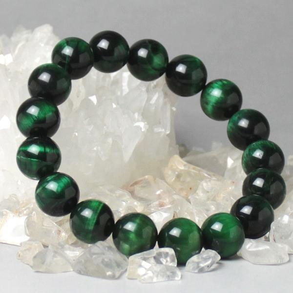 天然グリーンタイガーアイ（ウルフアイ）のブレスレット 開運 グリーンタイガーアイ 虎目石 メンズ レディース