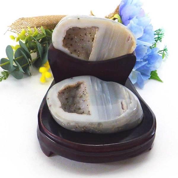 天然石置物石瑪瑙瑠璃台座付き