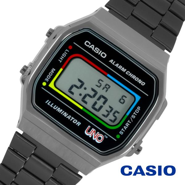 CASIO カシオ A168WEUC-1A シルバー ブラック メンズ腕時計 チープカシオ CLASSIC UNOコラボレーション デジタル プレゼント ワイルドカード [海外正規品]