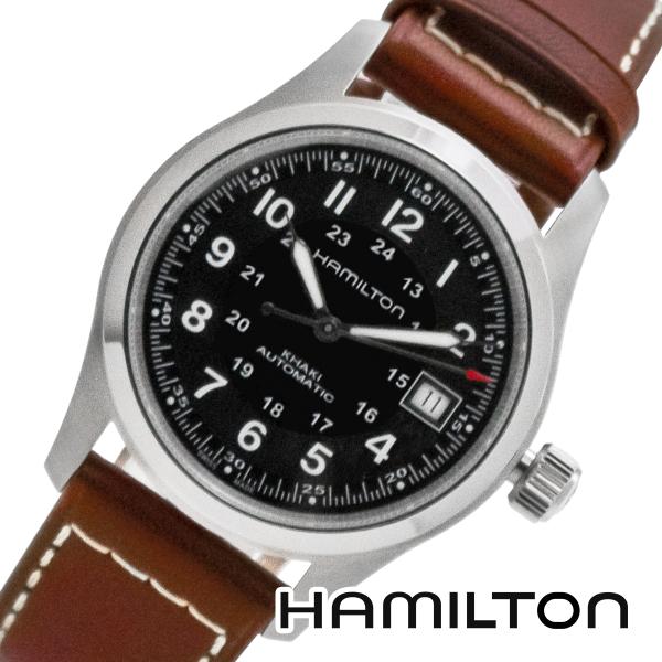 HAMILTON ハミルトン H70455533 38mm カーキ フィールド AUTO 自動巻き 38mm ブラック レザー 革  自動巻き メンズ 腕時計 [海外正規品]