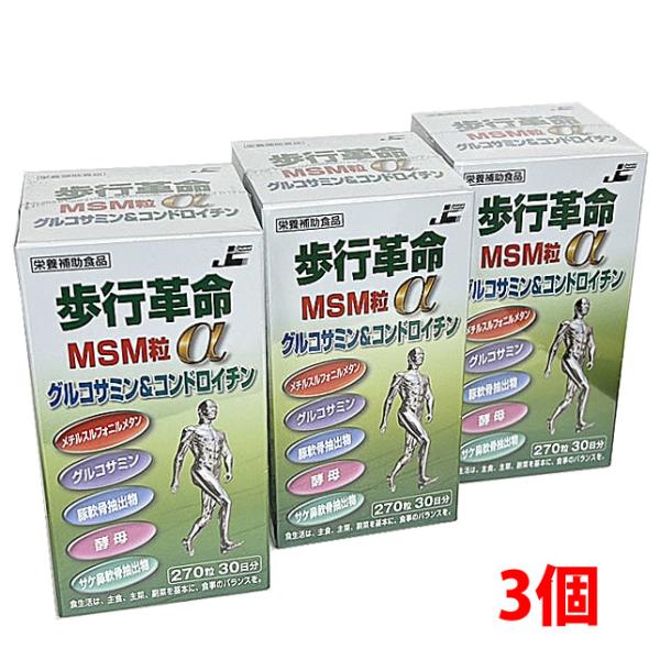 1日あたりの目安量9粒中、メチルサルフォニルメタン（MSM）1100mg、グルコサミン　750mg、豚軟骨抽出物（コンドロイチン硫酸含有）300mg、酵母　90mg、サケ鼻軟骨抽出物(プロテオグリカン含有)　6mgを配合。