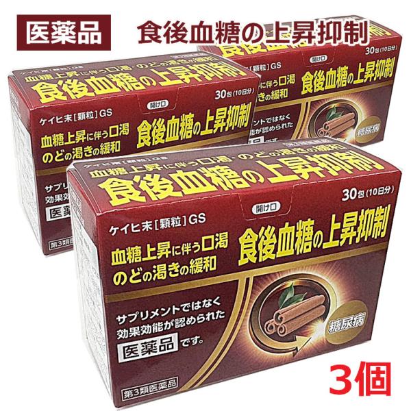【3個】【第3類医薬品】ケイヒ末 顆粒 GS 30包×3個　食後血糖の上昇抑制