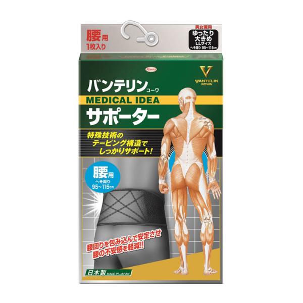 生地に縫い込んだクロスネットが腰を広くサポートします。腰椎から骨盤にかけて支えることで過度な動きを制限します。