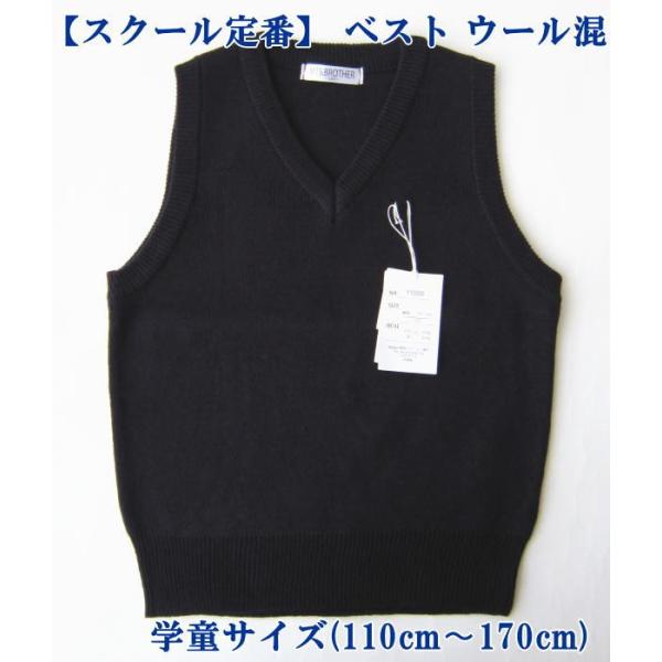 ●秋口から晩春までの、通学に適したシンプルなデザインです。●男女に着用できる紺色。●制服/ベスト/通学/ネイビー ●カラー：紺 ●サイズ：110 120 130 140 150 160　170 ●素材：アクリル70％　ウール30％ ●注意※...
