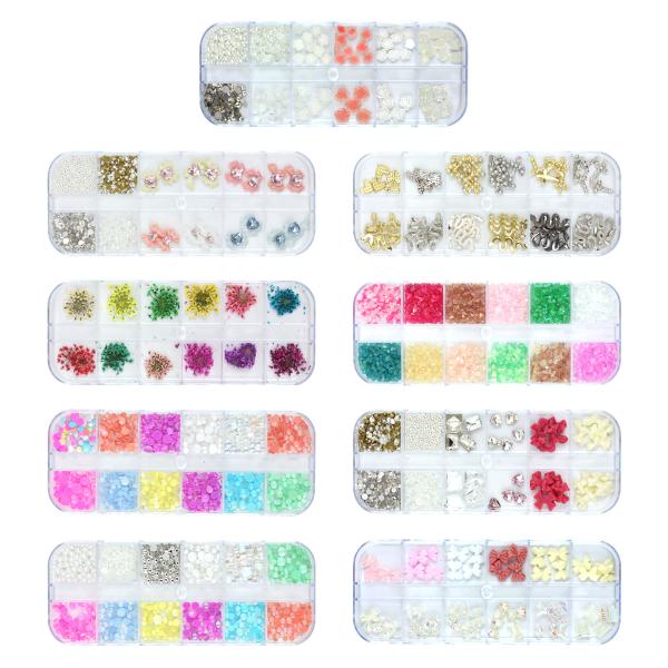 ネイルパーツ セット シェル パール リボン 花 バラ ハート ストーン プチプラ 大容量 かわいい カラフル 12種類 選べる セルフネイル パーツ ジェル ネイル