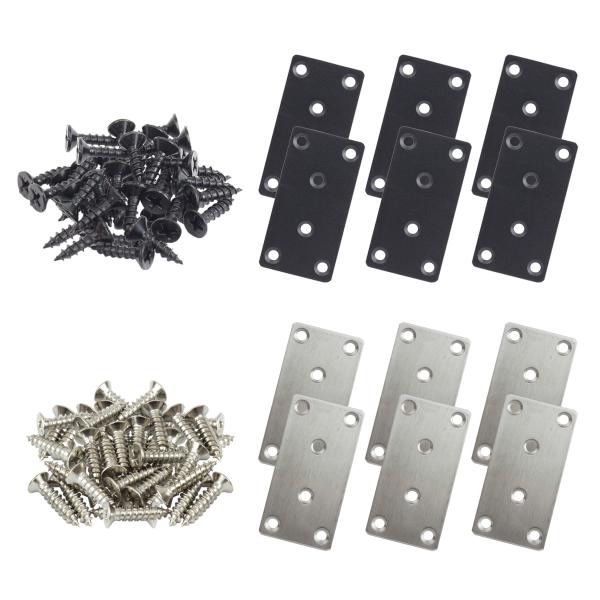 商品詳細サイズ：約40mm×約80mm　　　　約5mm(ネジ穴)厚さ：約2mm重量：約38.5g（金具1個）材質：ステンレスセット内容：金具×同色6個、ネジ×同色36本製造国：中国※こちらの商品は機械による生産過程において、「バリ」や「擦れ...