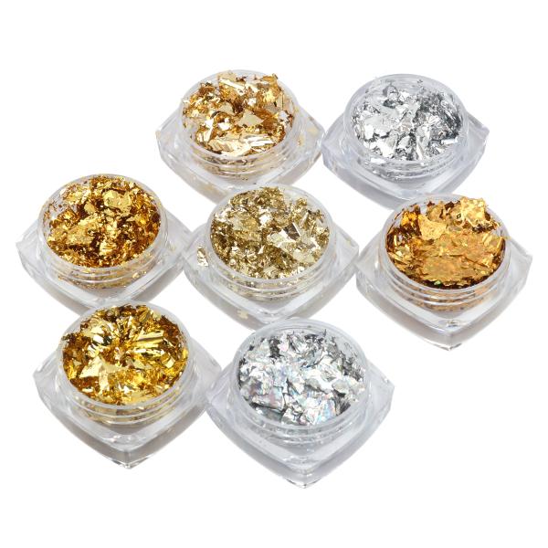 4個 セット 金箔風 ホログラム グリッター オーロラ メタリック ガラス