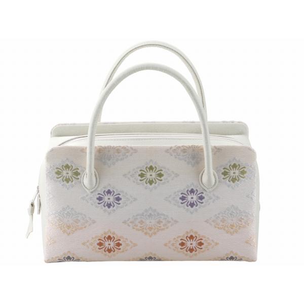 西陣織 帯地 正絹 利休バッグ 手提げ ハンドバッグ ベージュ系 ri-265