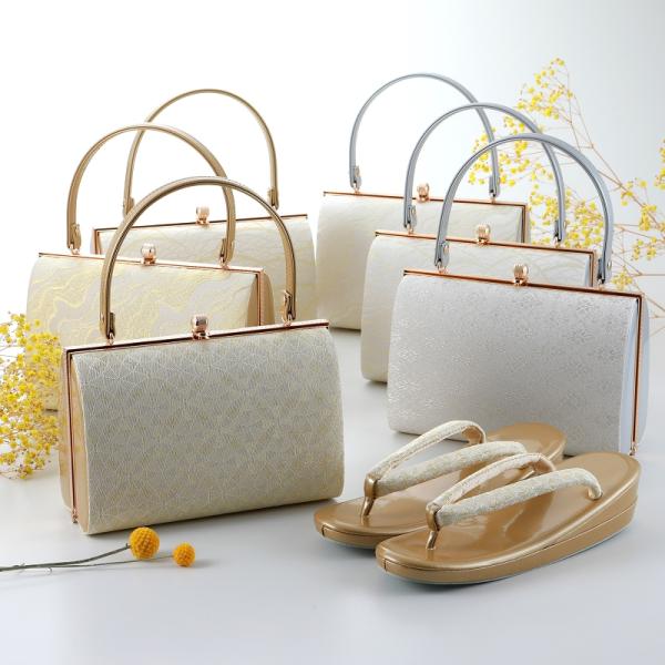 新品　金銀帯地 草履バッグセット 礼装 フリーサイズ NISHIORI 佐賀錦 帯地 草履 バッグ セット ゴールド シルバー