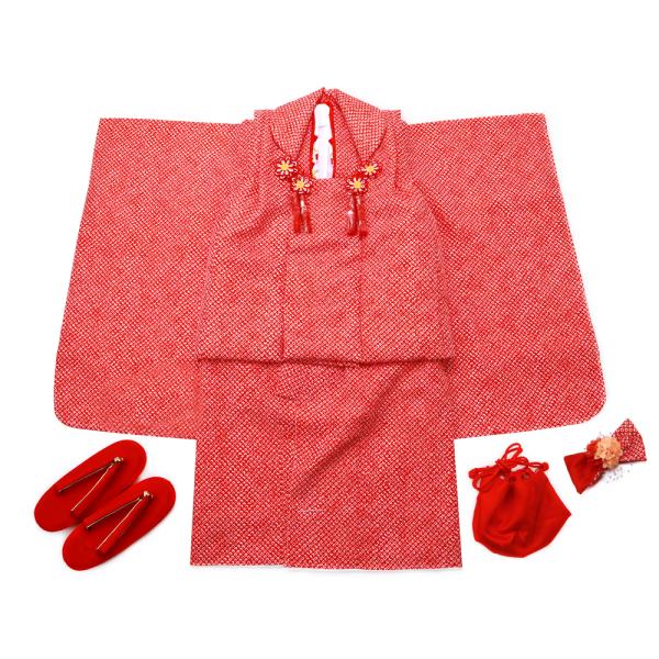 【美品】七五三　着物　被布セット　3歳　フルセット　疋田柄　絞り　赤　しぼり 楽天市場】七五三 【被布コート】 送料無料 刺繍 絞り柄 赤 単品