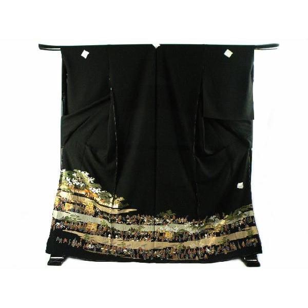 黒留袖 豪華金彩 正絹 五つ紋 結婚式 披露宴 着付け練習にも 黒留袖 豪華金彩 正絹 五つ紋 結婚式 披露宴 着付け練習にも