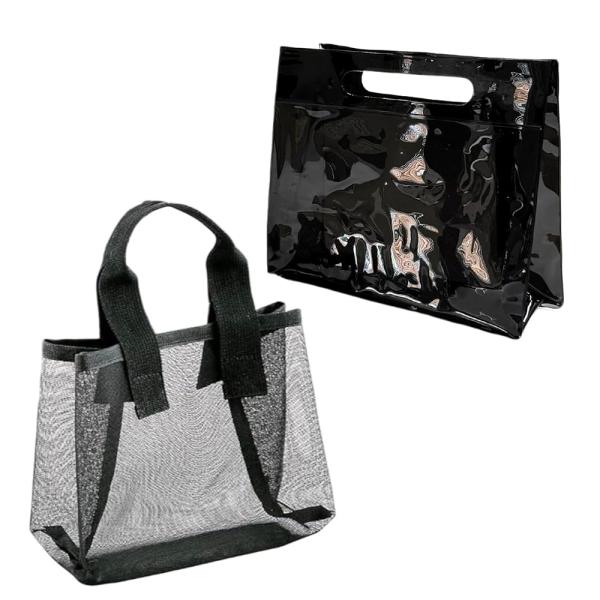 「商品情報」ビニール と メッシュ 素材を2つ重ねて濡れたものの持ち運びにも便利。フレキシブルに使えるのが嬉しい スパバッグ セット 。ビニール と メッシュ 素材の スパバック は 男性 でも 女性 でも持ちやすい シンプル デザイン ！...