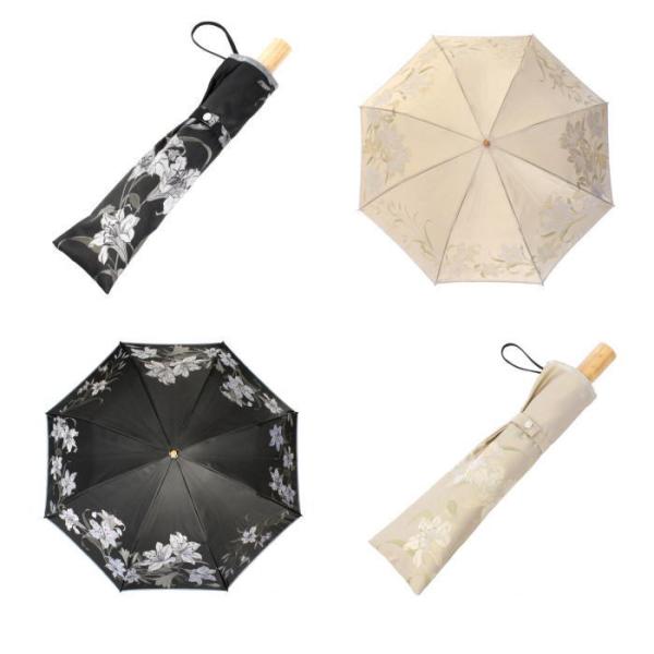 槙田商店　傘　晴雨兼用　UV 甲州織　絵おり　百合　和 傘 レディース 織物の傘 絵おり 晴雨兼用傘 折りたたみ傘 日本製 槇田