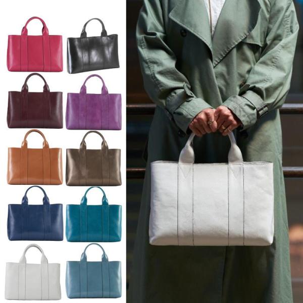 【rena -iris made in japan】IMAIBAG(イマイバッグ）コラボ製品【日本製】軽量牛革製品・艶ありヌメ革手提トート（A4サイズ) rj-01-b