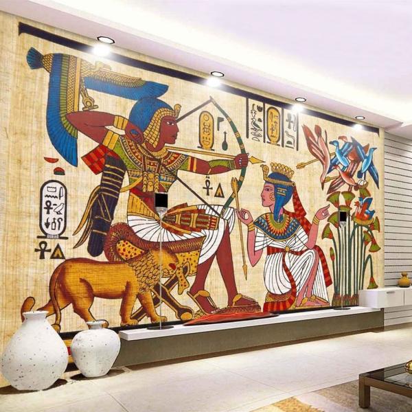 壁紙 ３d 壁紙 1ピース 1m2 古代エジプト壁画 絵画 ファラオ インテリア 部屋装飾 耐水 防湿