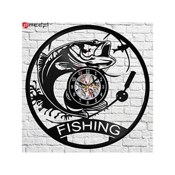 掛け時計 最大75％オフ 壁掛け時計 30cm レコード盤 魚 釣り 海 川 かわいい新作