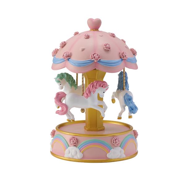 オルゴール メリーゴーランド Lサイズ ローズピンク (LED付き