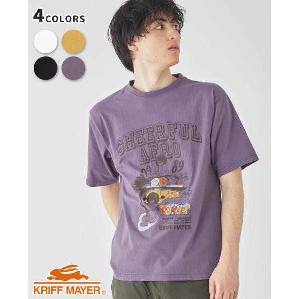 クリフメイヤー KRIFF MAYER メンズ ユニセックス 半袖 Tシャツ プリント イラスト くすみカラー コットン100 クルーネック 夏 アフロくんT SUMMER
