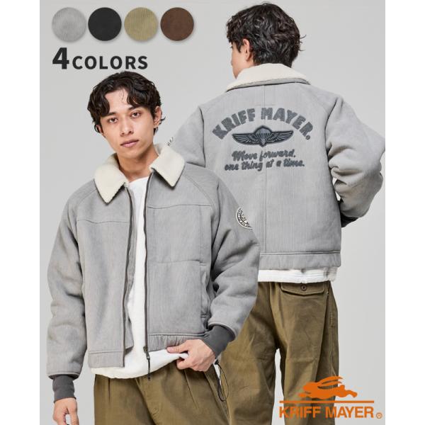 クリフメイヤー KRIFF MAYER メンズ ユニセックス アウター ブルゾン 裏起毛 シープボア 背中刺繍 裏地付き 秋 冬 裏ボアコーデュロイボンバージャケット