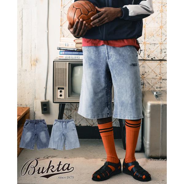 バクタ Bukta メンズ デニム ジーンズ ボトムス ハーフパンツ イージーパンツ 裾リブ サルエル ストレッチ ストリート 春 夏 秋 インディゴクロップドパンツ